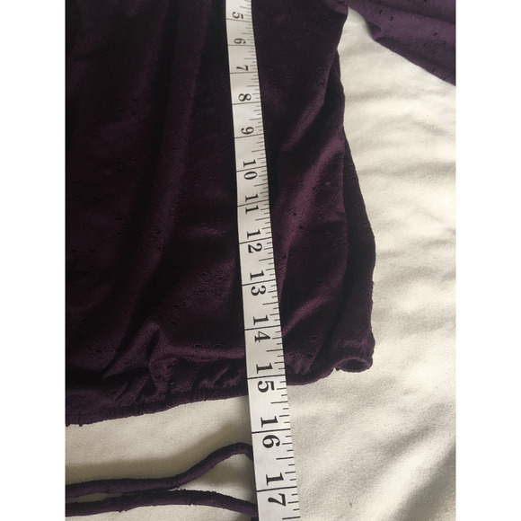 Peppermint Womens Top Boho Peasant Purple Off On Shoulder Eyelet Cropped Large - Picture 8 of 12